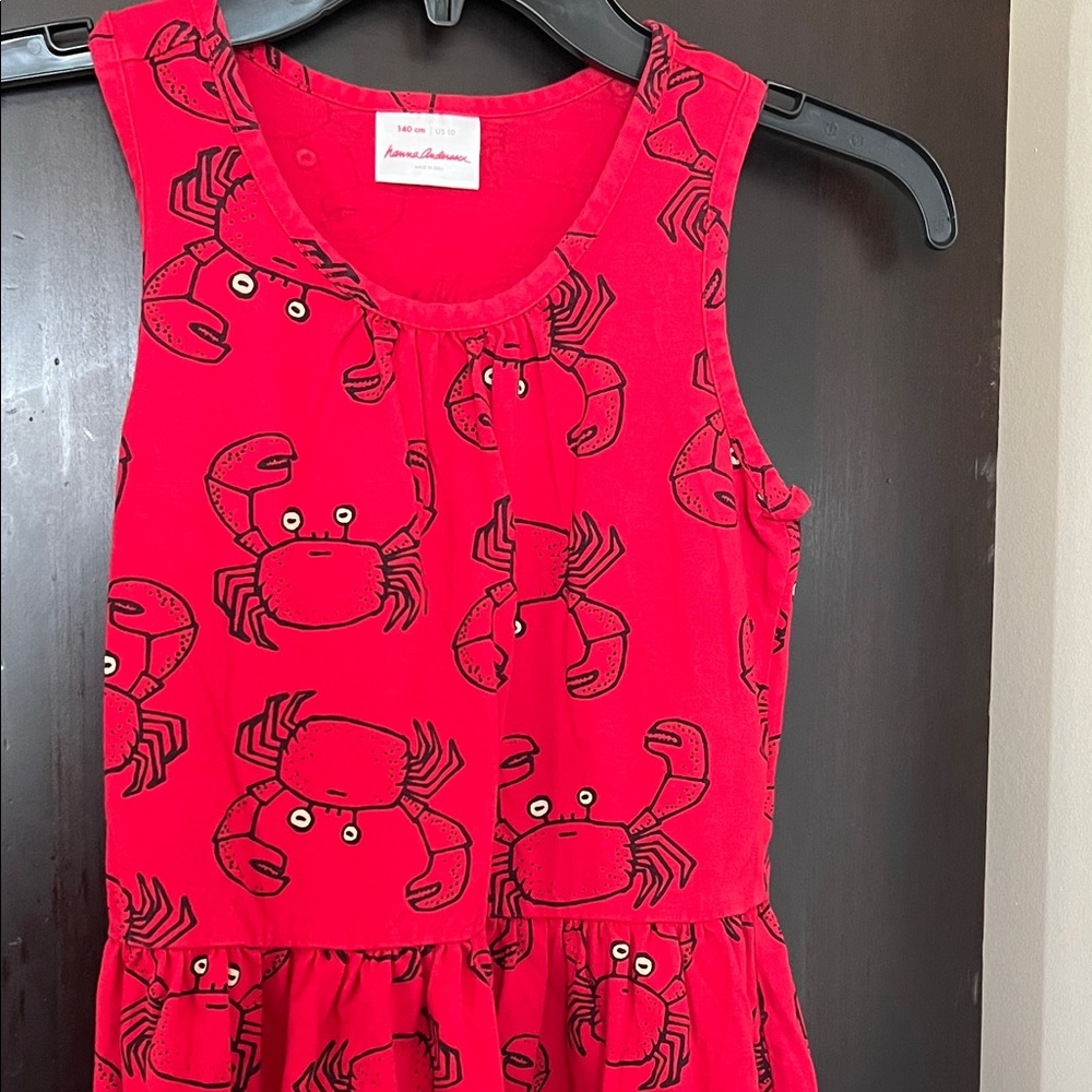 Hanna Andersson Red Sleeveless Dress with Crab Design